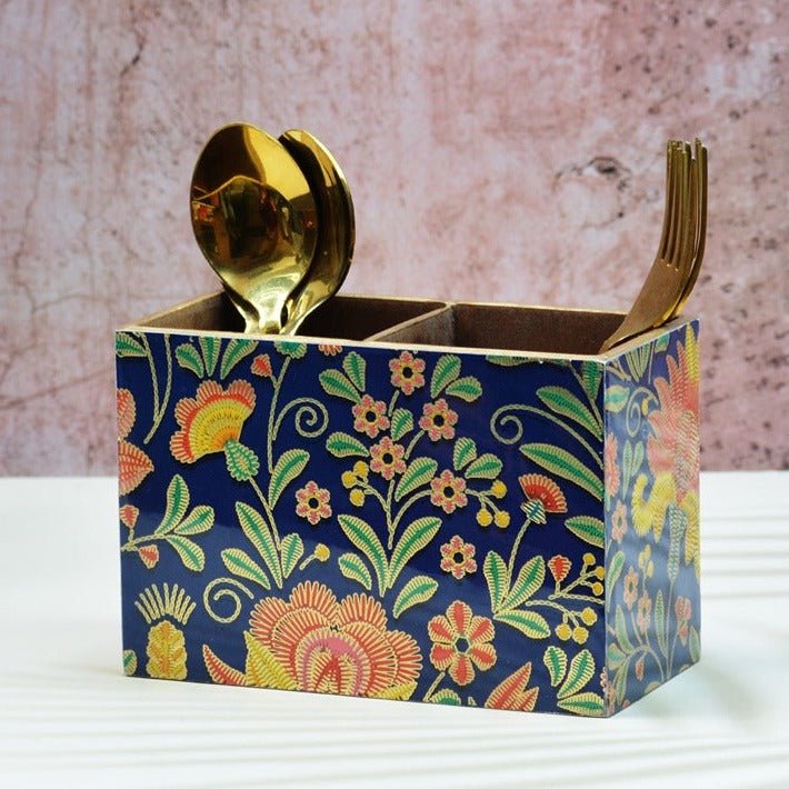 Vibrant Floral MDF Cutlery Holder | Verified Sustainable Kitchen Organizers on Brown Living™