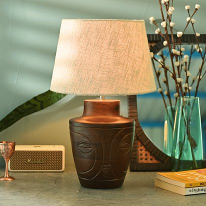 Visage Night Lamp | Handcrafted Mango Wood Table Lamp | Verified Sustainable Lamps & Lighting on Brown Living™