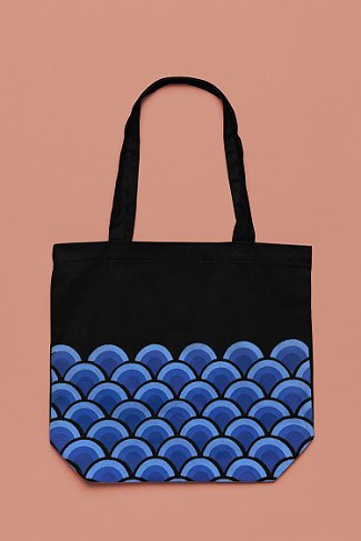 Wave Black - 100% Cotton Canvas Sustainable Tote Bag with Zip | Verified Sustainable Tote Bag on Brown Living™