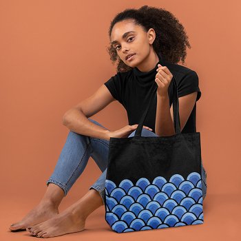 Wave Black - 100% Cotton Canvas Sustainable Tote Bag with Zip | Verified Sustainable Tote Bag on Brown Living™