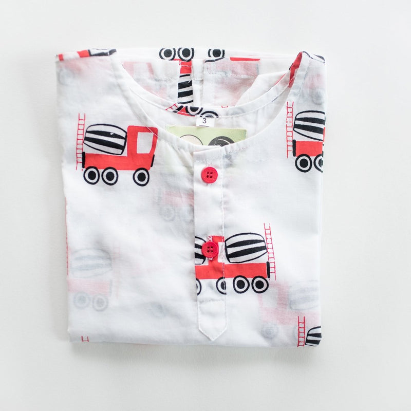 Whirly Cement Mixer - Unisex Kids Cotton Nightwear | Verified Sustainable Kids Pyjamas on Brown Living™