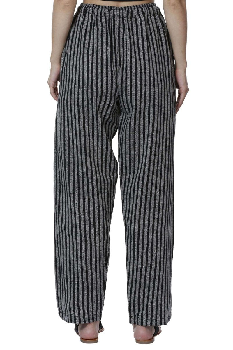 Women's Lounge Pant | Black Stripes | Free Size | Verified Sustainable Womens Pants on Brown Living™