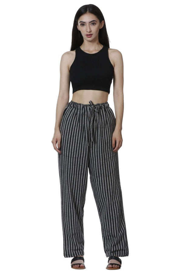 Women's Lounge Pant | Black Stripes | Free Size | Verified Sustainable Womens Pants on Brown Living™