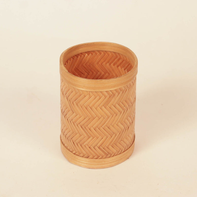 Bamboo Weave Pen Stand - Natural