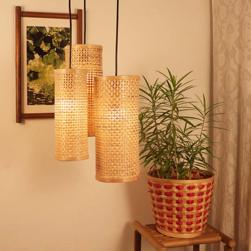 Handmade Bamboo Trio of lamps