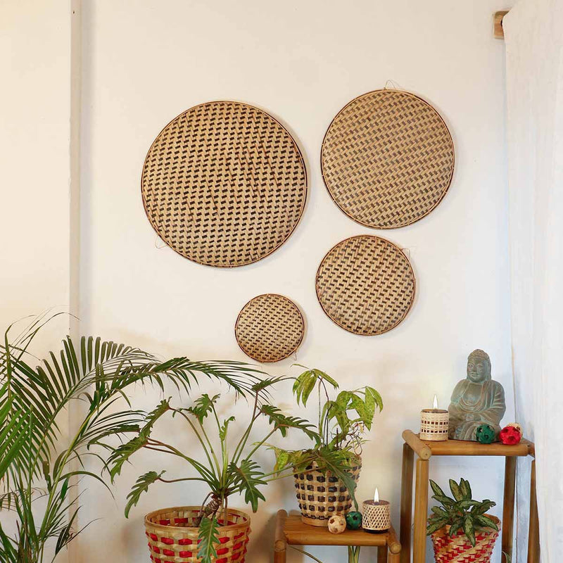 Decorative Bamboo Wall Decor Dala - Black - Set of 4