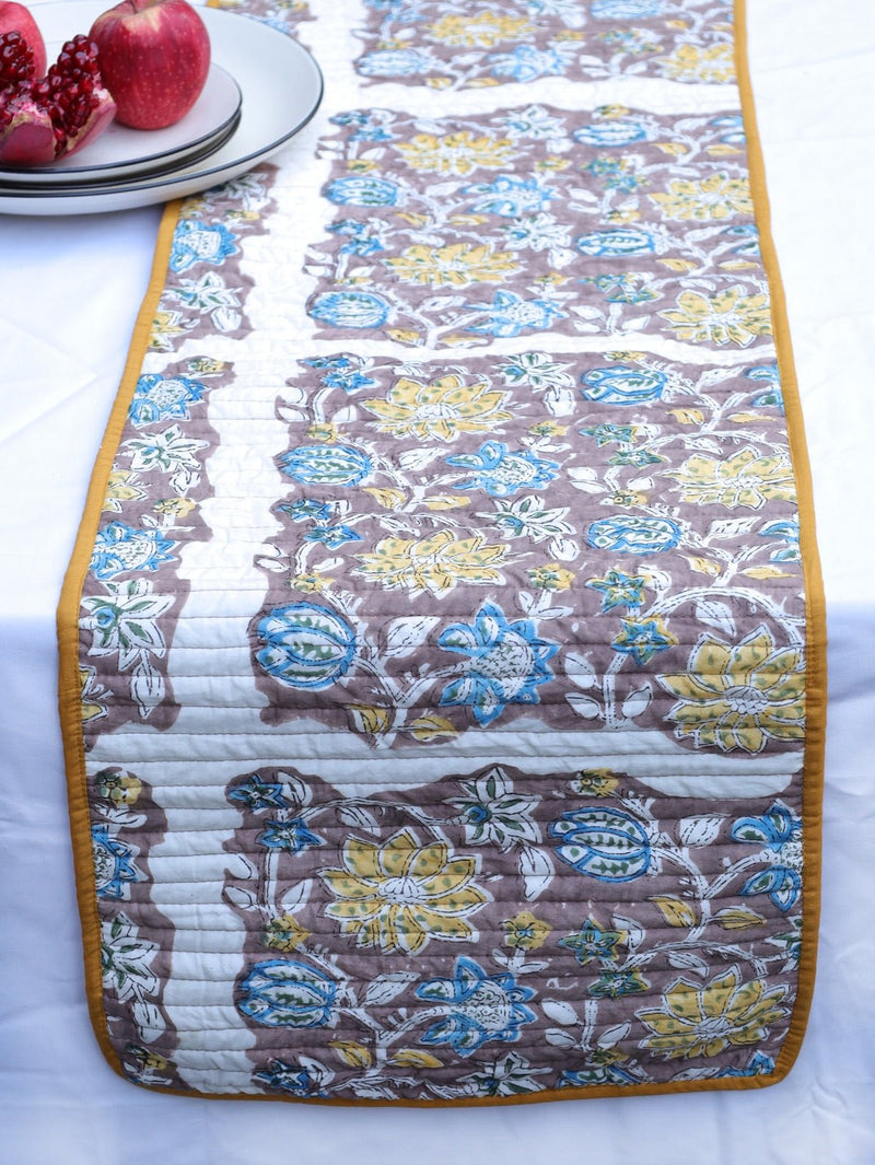 Yellow & Brown Reversible Organic Cotton Table Runner | Verified Sustainable Table Linens on Brown Living™