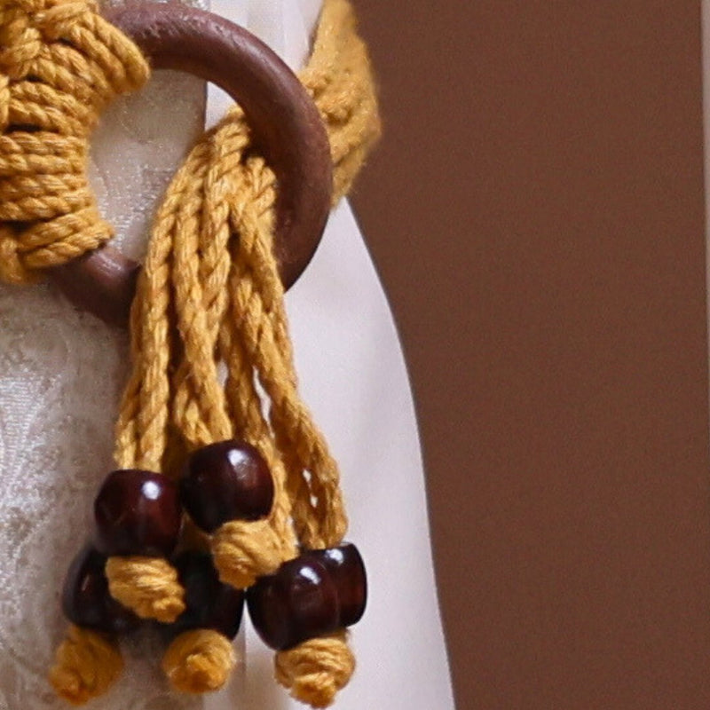 Yellow Macrame Ring Curtain Ties | Verified Sustainable Curtains on Brown Living™