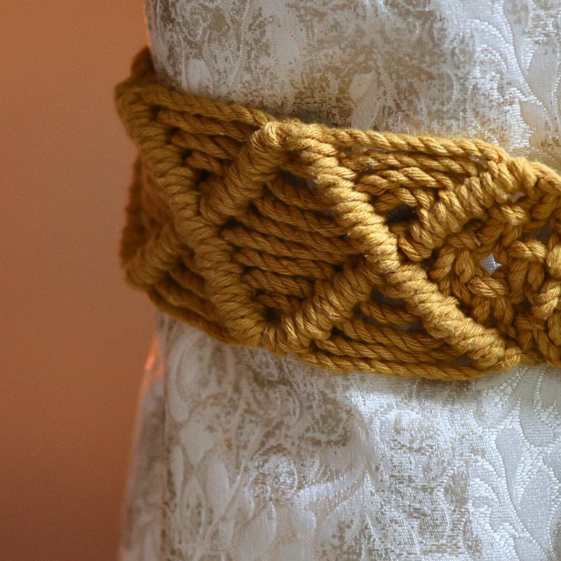 Yellow Macrame Ring Curtain Ties | Verified Sustainable Curtains on Brown Living™