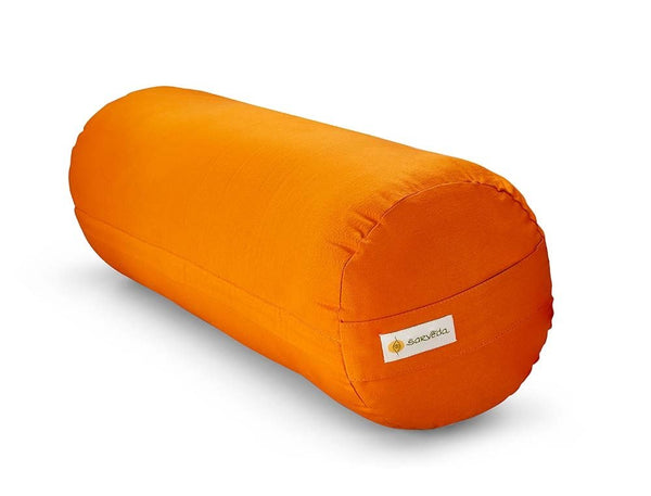 Yoga Bolster filled with Cotton - Orange | Verified Sustainable Yoga Pillow on Brown Living™