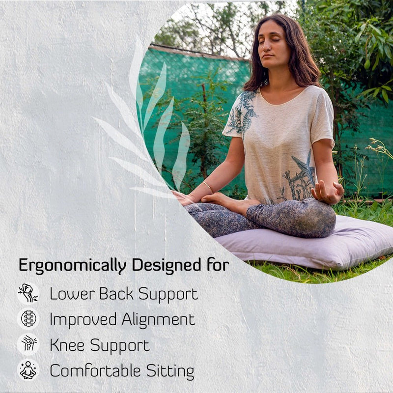 Zabuton Cushion for Meditation & Zafu filled with Cotton - Cushion Grey | Verified Sustainable Yoga Pillow on Brown Living™