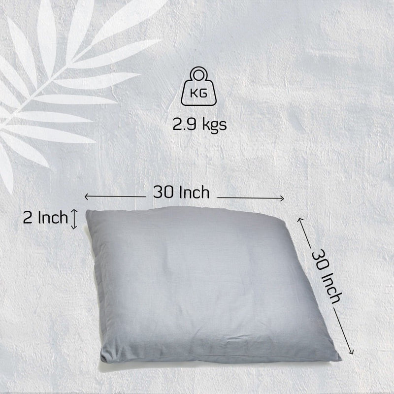 Zabuton Cushion for Meditation & Zafu filled with Cotton - Light grey | Verified Sustainable Yoga Pillow on Brown Living™