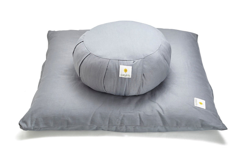 Zafu - Zabuton Meditation & Zen Cushion Combo - Grey | Verified Sustainable Yoga Pillow on Brown Living™