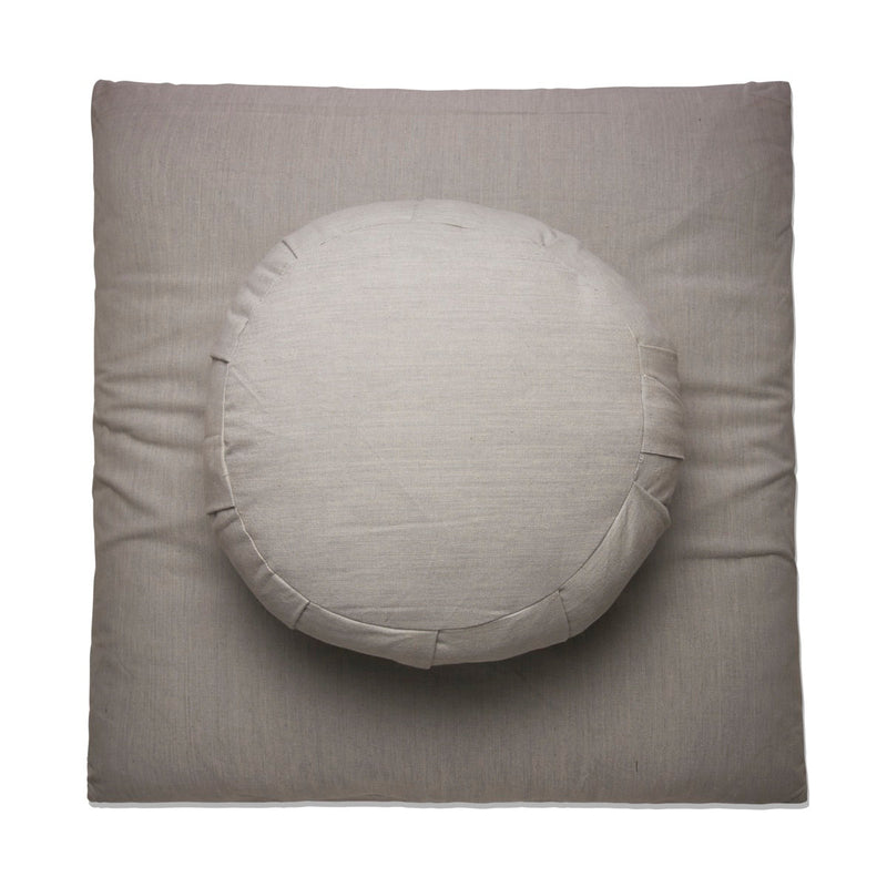 Zafu - Zabuton Meditation & Zen Cushion Combo - Light Grey | Verified Sustainable Yoga Pillow on Brown Living™