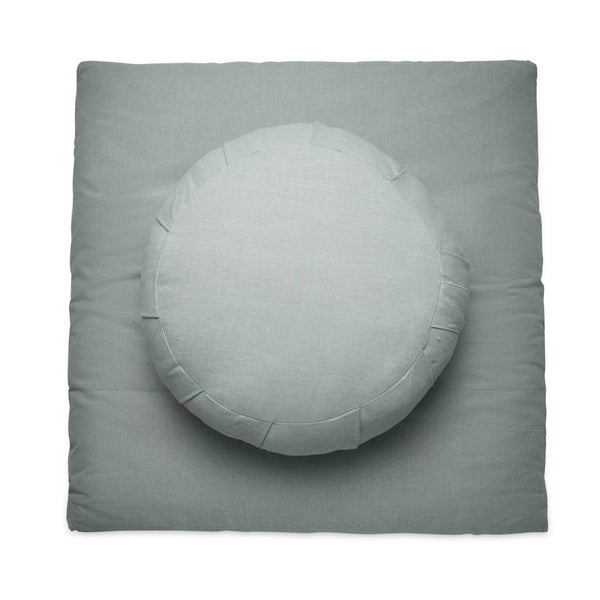 Zafu - Zabuton Meditation & Zen Cushion Combo - Misty Blue | Verified Sustainable Yoga Pillow on Brown Living™