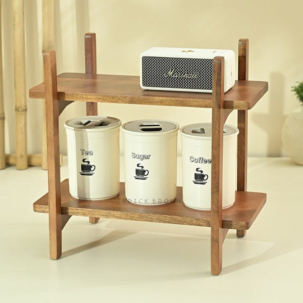 Zen Kitchen Organizer - Handcrafted Wooden Spice Rack with Two Slab Design | Verified Sustainable Kitchen Organizers on Brown Living™