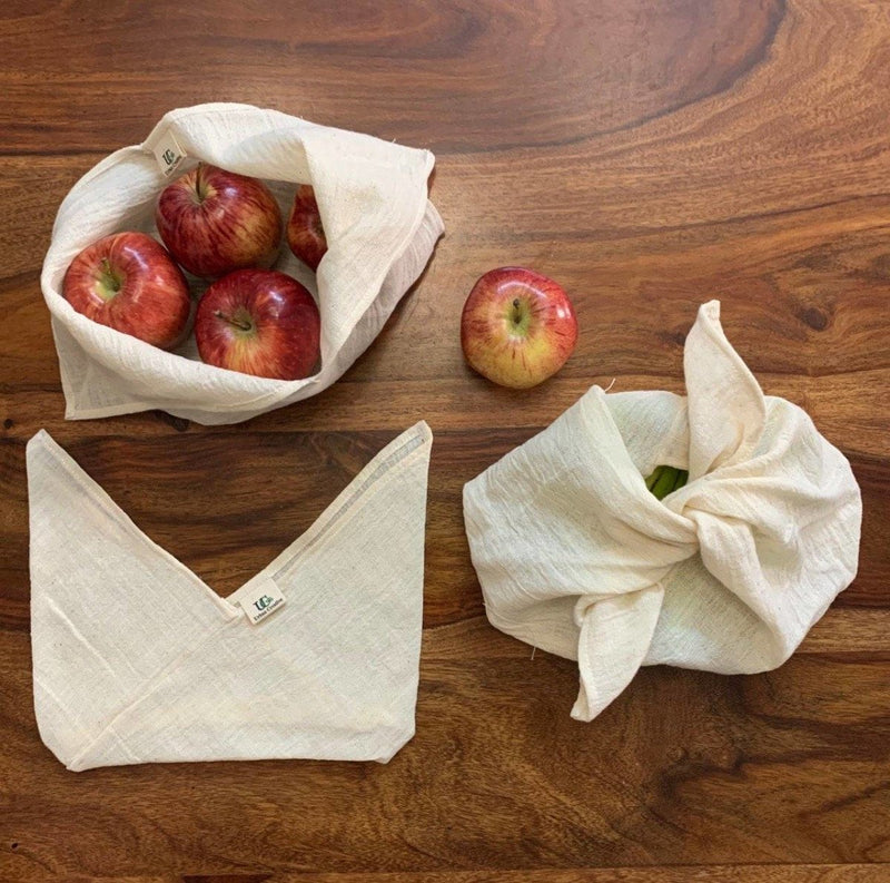 Buy 3 Organic Cotton Bento Bags for Veggies, Roti, Sprouting & Paneer | Shop Verified Sustainable Fridge Vegetable Bags on Brown Living™