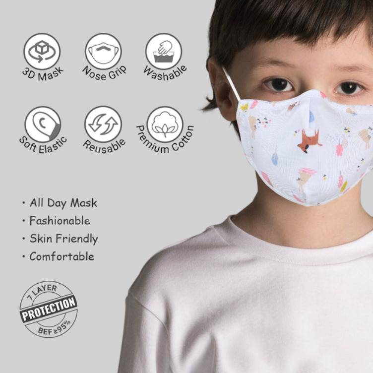 Buy 7 Layer Reusable Cotton Mask For Kids - Pack Of 4 | Shop Verified Sustainable Face Mask on Brown Living™