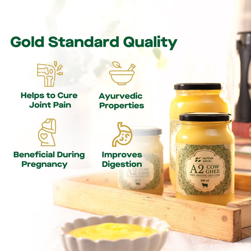 Buy A2 Desi Cow Ghee - 500ml | Bilona Method | Shop Verified Sustainable Products on Brown Living