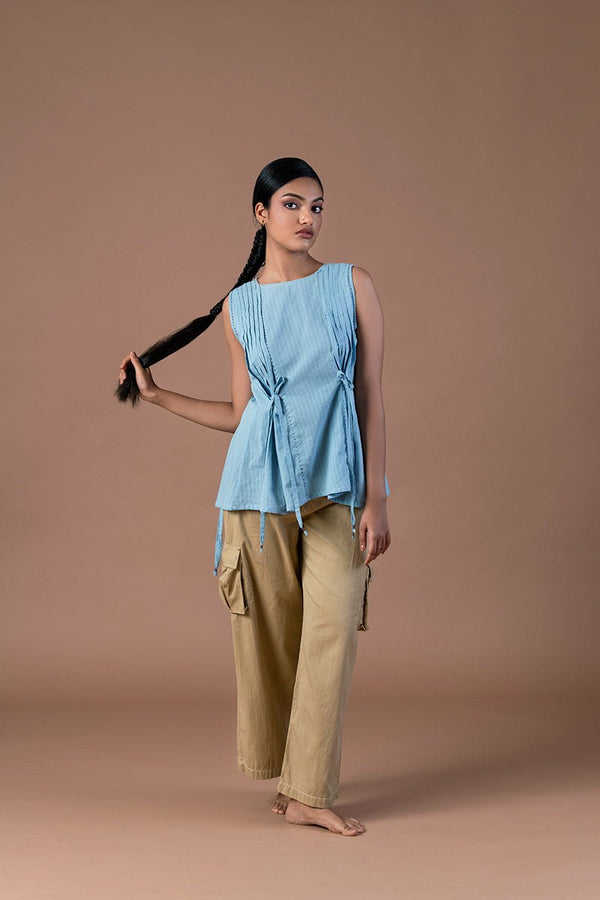 Buy Aasmani Pleated Organic Cotton Top | Shop Verified Sustainable Products on Brown Living