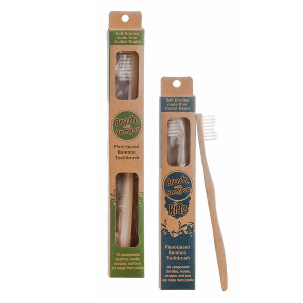 Buy Adults And Kids Bamboo Toothbrush Combo - Pack of 2 | Shop Verified Sustainable Tooth Brush on Brown Living™