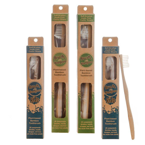 Buy Adults And Kids Bamboo Toothbrush Combo - Pack of 4 | Shop Verified Sustainable Tooth Brush on Brown Living™