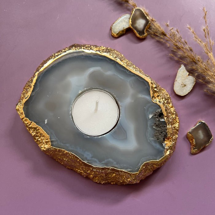 Buy Agate Candle Holder - Natural | Shop Verified Sustainable Candles & Fragrances on Brown Living™