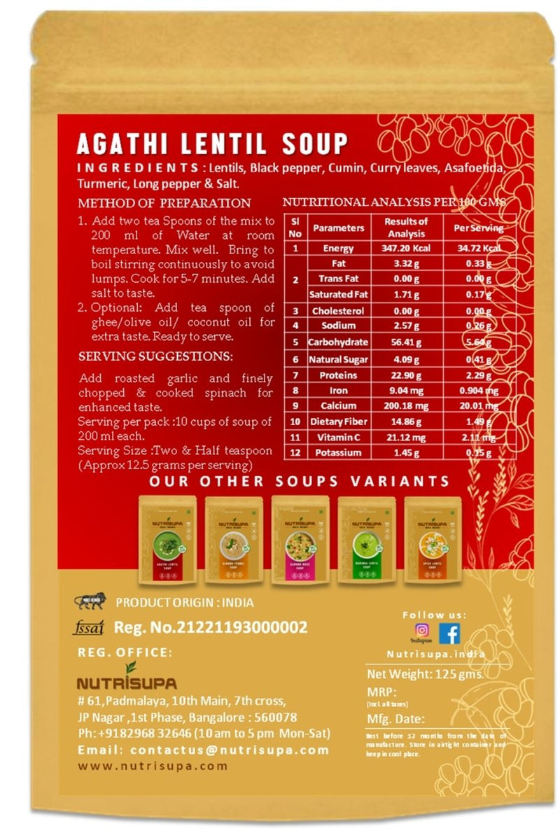 Buy Agathi Lentil Soup 125 Grams | Shop Verified Sustainable Powder Drink Mixes on Brown Living™