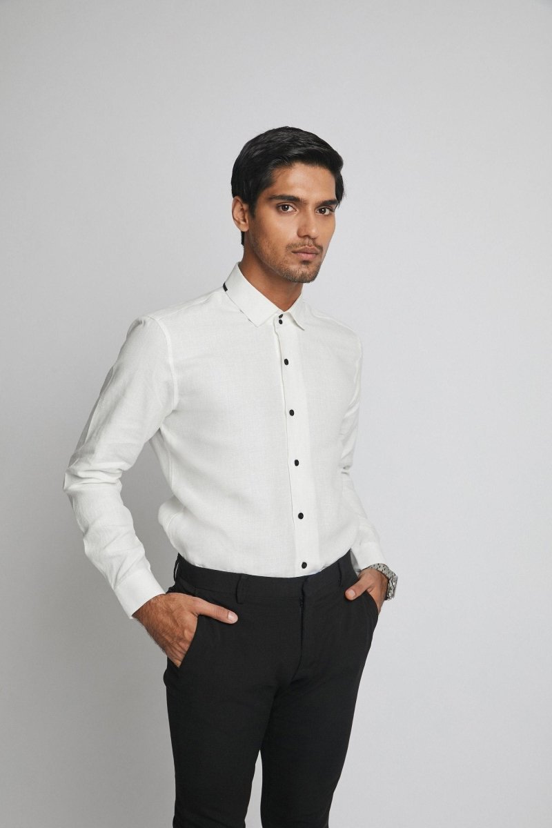 Buy Aglow High Collar Shirt White | Shop Verified Sustainable Mens Shirt on Brown Living™