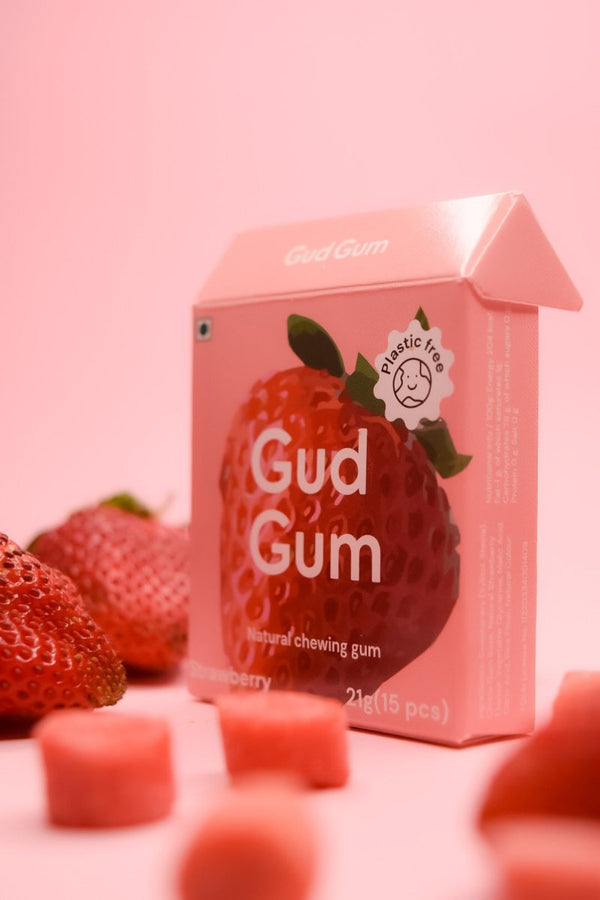 Buy All Natural Chewing Gums - Strawberry | 21g x 3 | Pack of 3 (Each pack contains 15 chewing gums) | Shop Verified Sustainable Confectionaries on Brown Living™