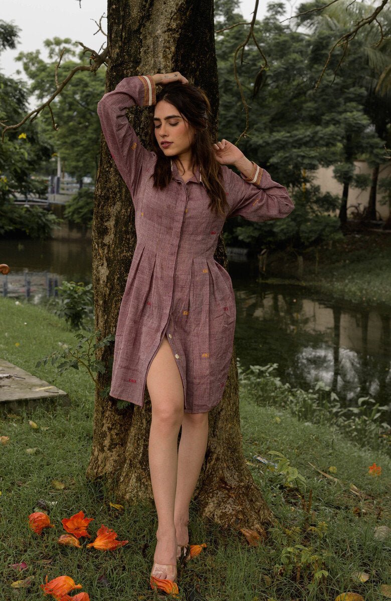 Buy Anga Dress - Brown + Purple | Shop Verified Sustainable Womens Dress on Brown Living™