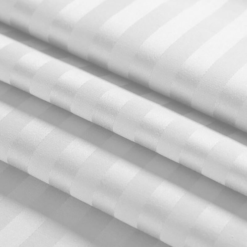 Buy Antimicrobial 100% Cotton Sateen Striped White Bedsheetset | Shop Verified Sustainable Bed Linens on Brown Living™