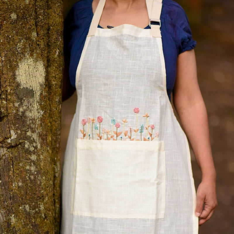 Buy Aadhira Cream Apron | Shop Verified Sustainable Kitchen Linens on Brown Living™