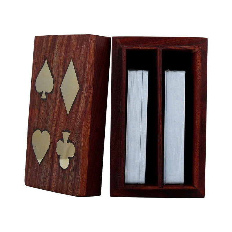 Buy Playing Cards Set of 2 in Handmade Antique Wooden Storage Box | Shop Verified Sustainable Learning & Educational Toys on Brown Living™