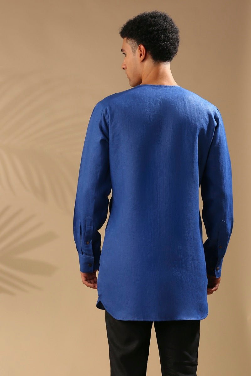 Buy Ashoka Double Breasted Kurta - Blue | Shop Verified Sustainable Mens Kurta on Brown Living™