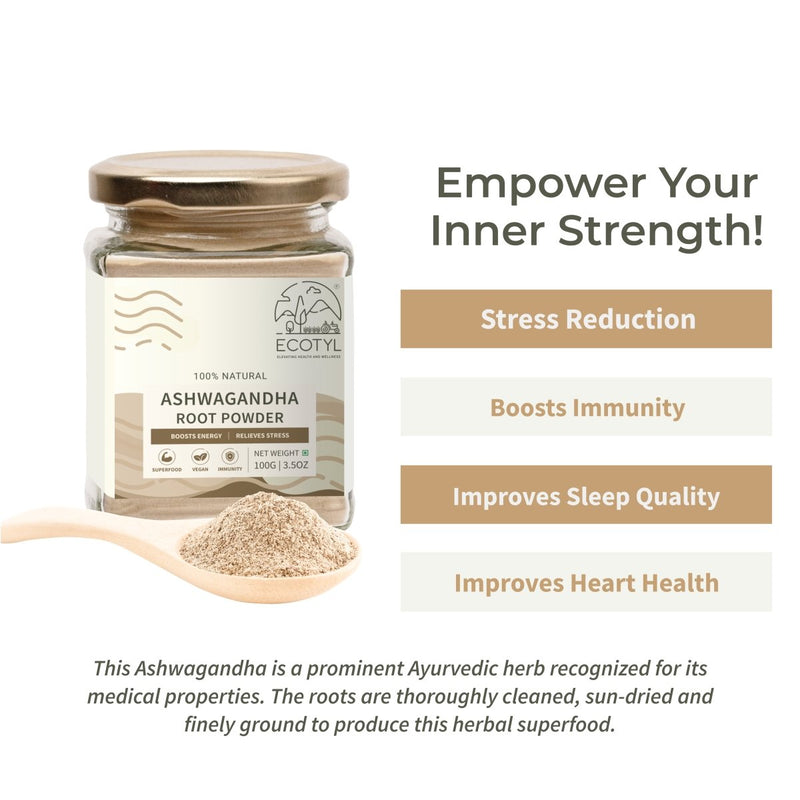 Buy Ashwagandha Root Powder for Mental Well Being | 100g | Shop Verified Sustainable Powder Drink Mixes on Brown Living™