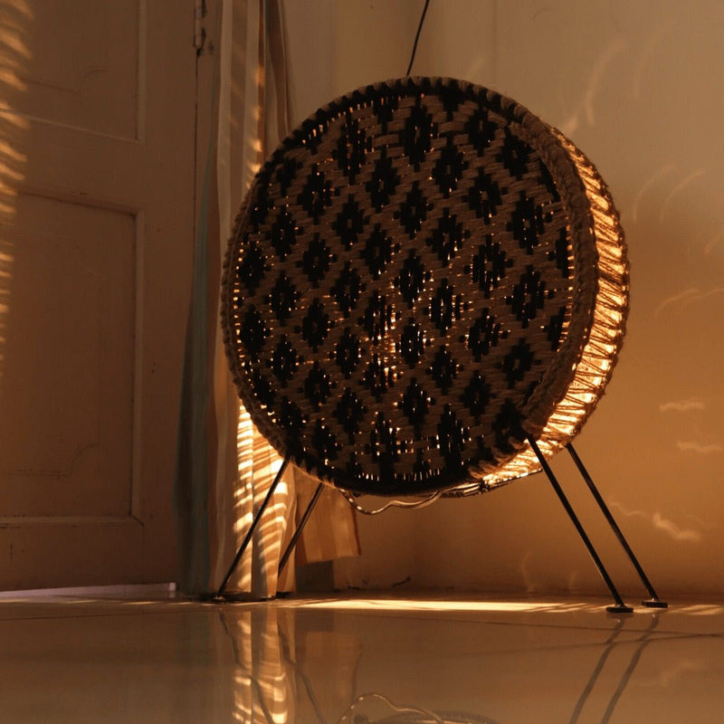 Buy Asteroid Jute & Cotton Round Lamp | Shop Verified Sustainable Lamps & Lighting on Brown Living™