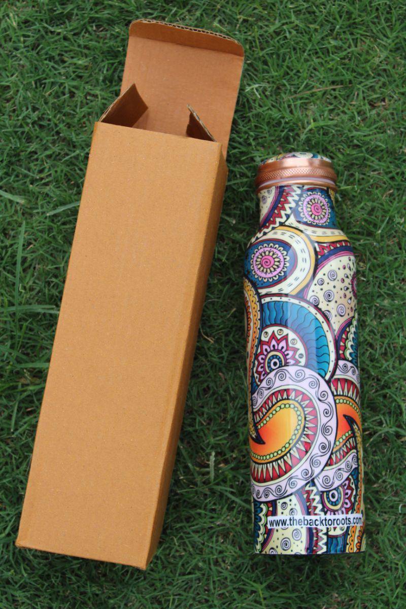 Buy Ayurvedic Copper Bottle | Printed | 1 Ltr. | Shop Verified Sustainable Bottles & Sippers on Brown Living™