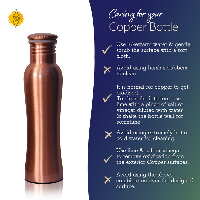 Buy Ayurvedic Curved Copper Bottle Plain - 1 Litre | Sleek Style | Shop Verified Sustainable Bottles & Sippers on Brown Living™