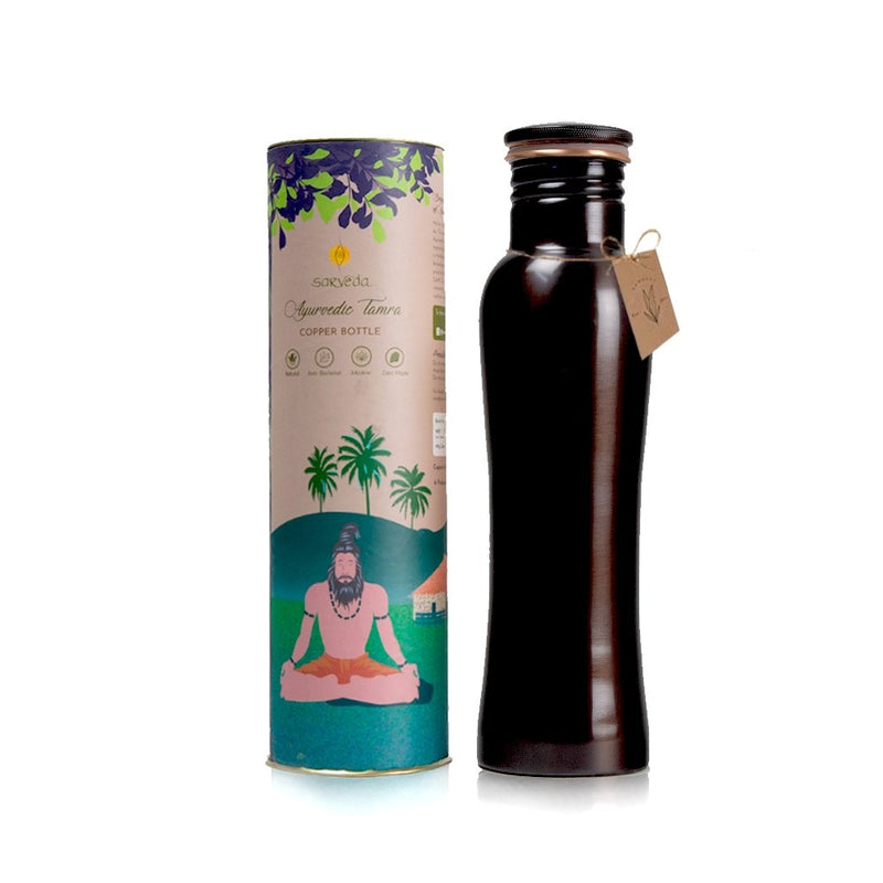 Buy Ayurvedic Vintage Plain Copper bottle - 1 Litre | Shop Verified Sustainable Bottles & Sippers on Brown Living™