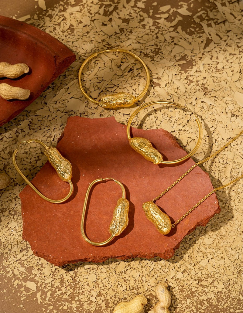 Buy Badam Bali | Gold plated hoops | Shop Verified Sustainable Womens Earrings on Brown Living™