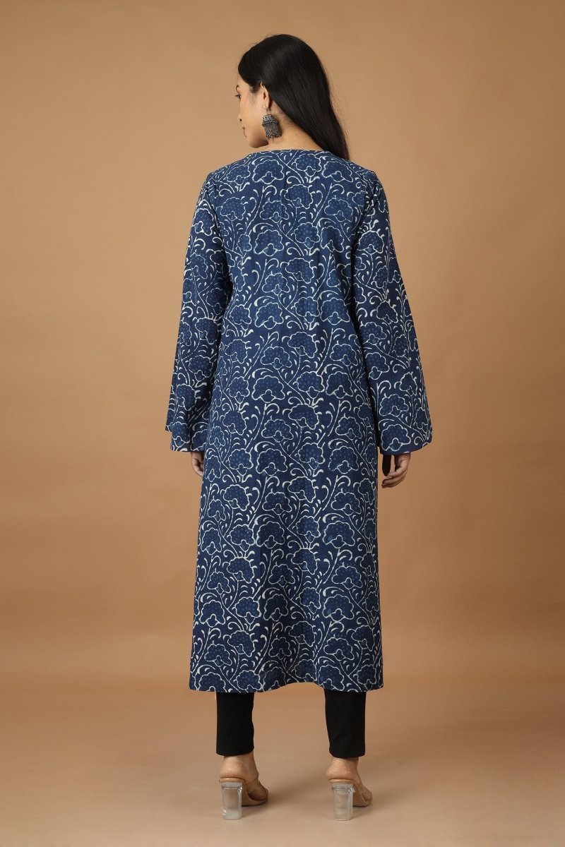 Buy Bageecha Dabu Indigo Cotton Jacket | Shop Verified Sustainable Products on Brown Living