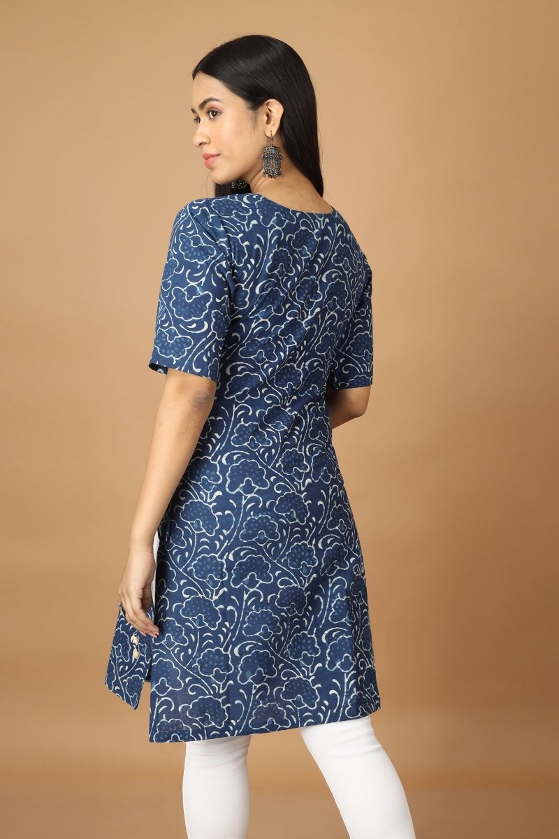 Buy Bageecha Dabu Indigo Kurta | Shop Verified Sustainable Products on Brown Living