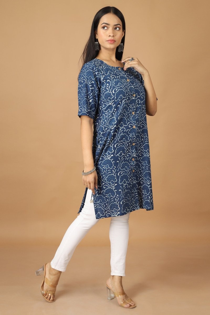 Buy Bageecha Dabu Indigo Kurta | Shop Verified Sustainable Products on Brown Living