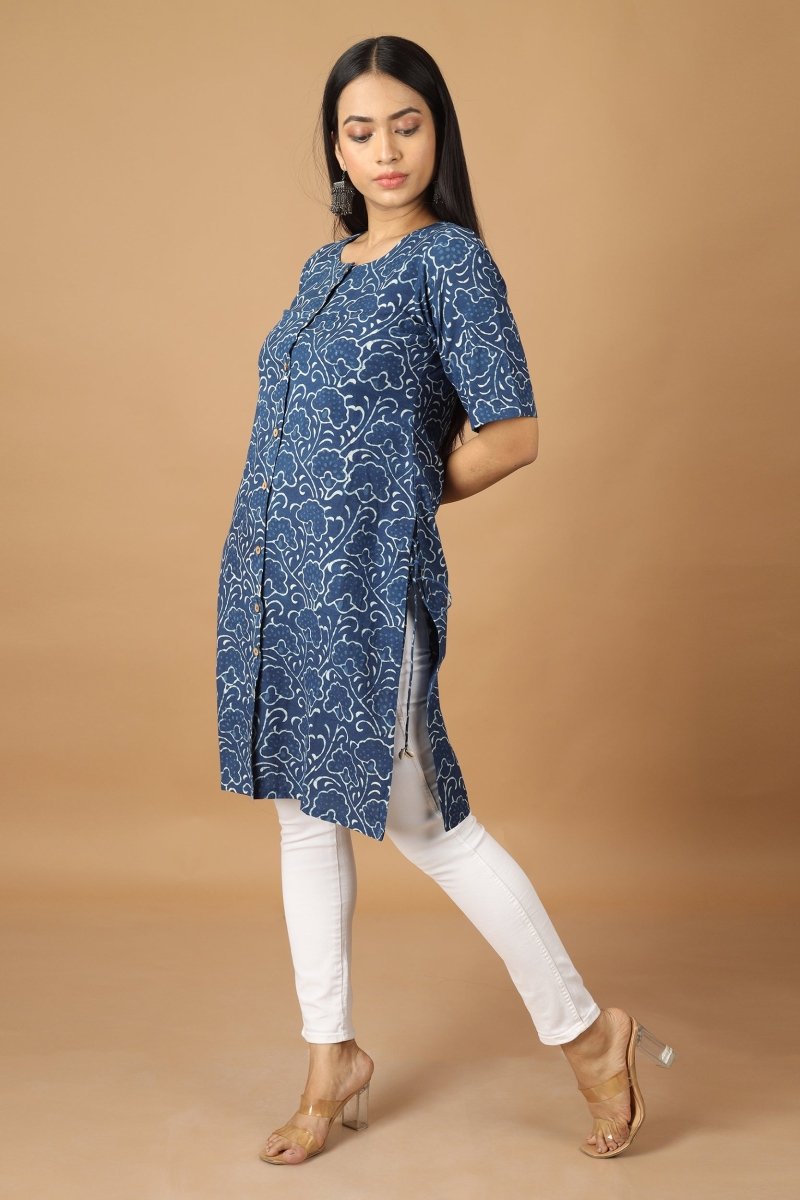 Buy Bageecha Dabu Indigo Kurta | Shop Verified Sustainable Products on Brown Living