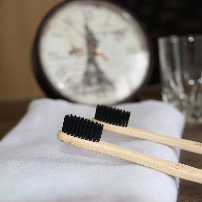 Buy Bamboo Charcoal Toothbrush - Eco Friendly Gift- Pack Of 2 | Shop Verified Sustainable Tooth Brush on Brown Living™