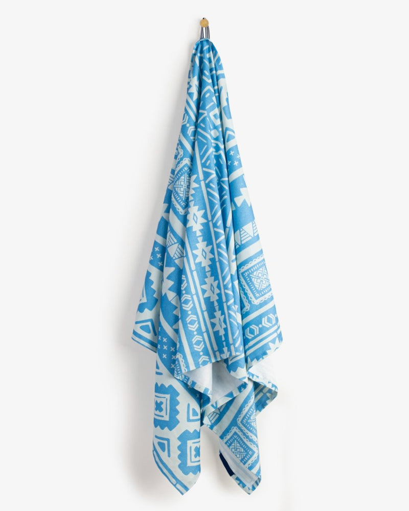 Buy Bamboo & Cotton Blend Printed Bath Towel | Nomad Periwinkle Blue | Shop Verified Sustainable Products on Brown Living