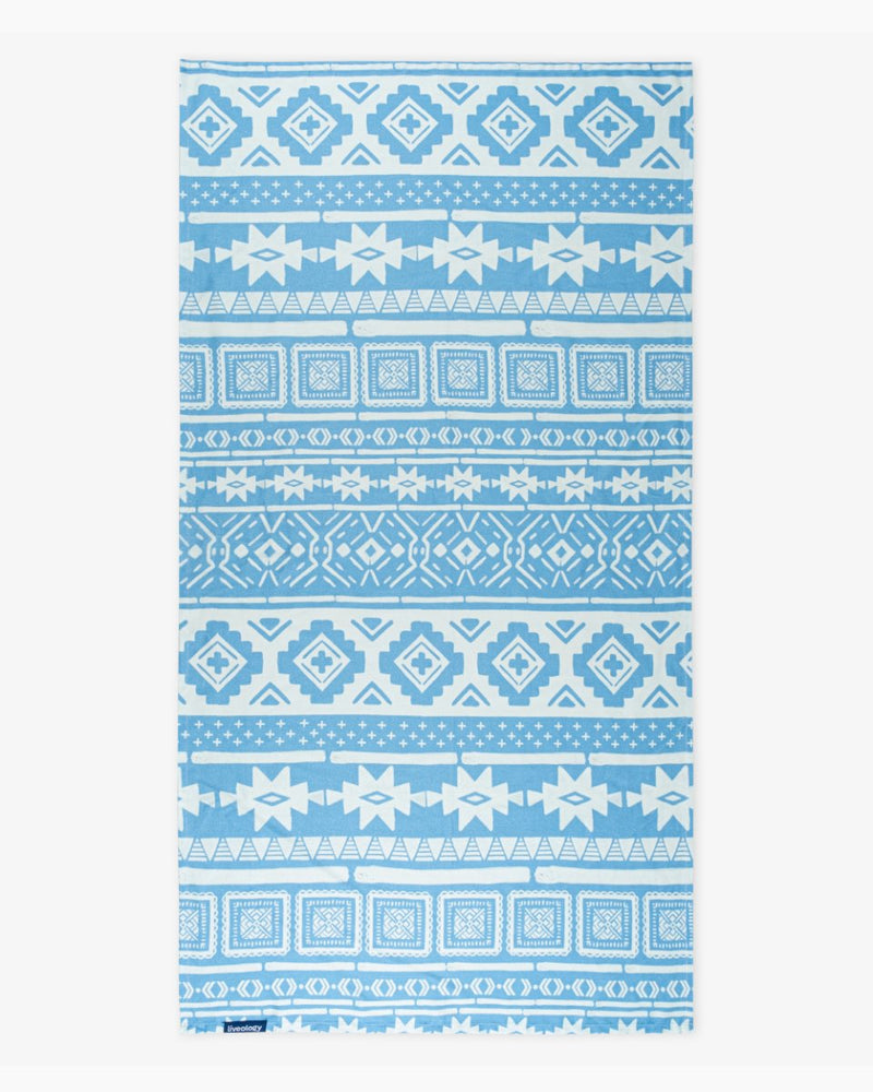 Buy Bamboo & Cotton Blend Printed Bath Towel | Nomad Periwinkle Blue | Shop Verified Sustainable Products on Brown Living