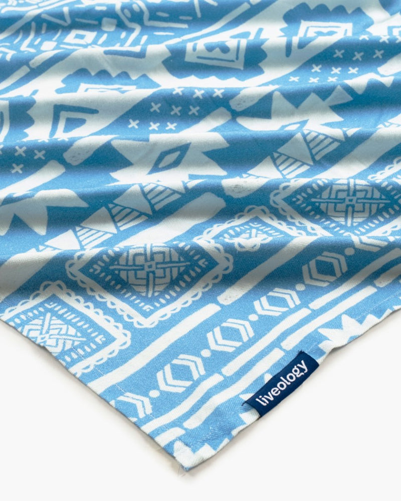 Buy Bamboo & Cotton Blend Printed Bath Towel | Nomad Periwinkle Blue | Shop Verified Sustainable Products on Brown Living