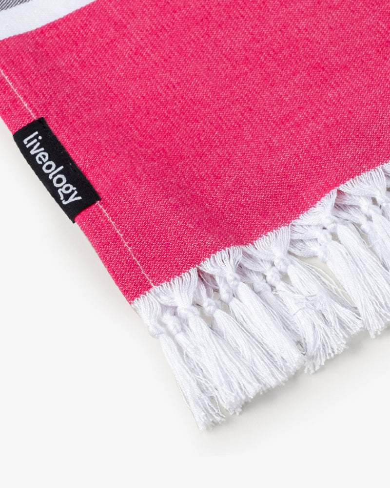 Buy Bamboo & cotton Blend Woven Everyday Towels in Fuschia | Tula Stripe | Shop Verified Sustainable Products on Brown Living